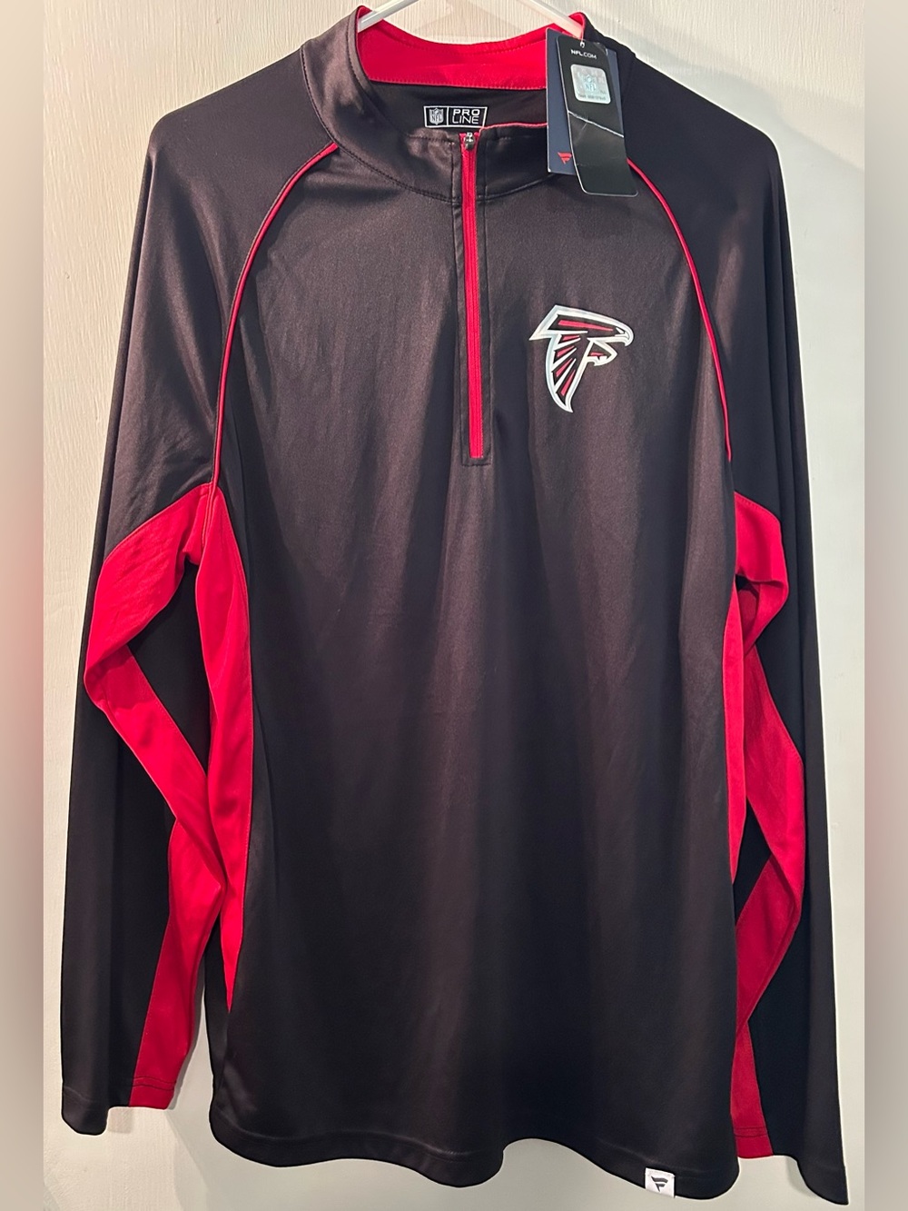New Atlanta Falcons Black & Red Quarter-Zip Pullover Size L